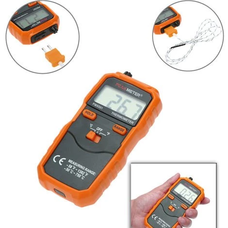 Peakmeter Pm6501 Lcd Sans Fil Type K Temperature Metre Thermocouple W / Data Hold / Connexion Thermometre Numerique – Image 4