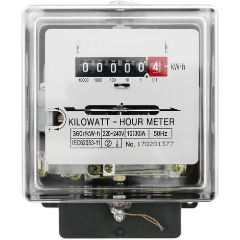 BeMatik - Compteur D'énergie électricité Monophasé Wattmetere 10A 230V 50Hz 30A Max De Plastique Transparent – Image 3