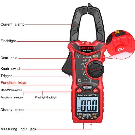 Pince Multimetre Numerique Ac / Dc, Ht206A, Habotest – Image 3
