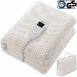 DEUBA Couverture Chauffante électrique 60W 150x80cm Plaid Doux Rose 5 Niveaux De Température Arrêt Automatique