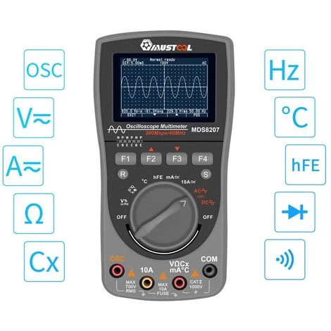 MAEREX Scopemètre De Stockage Numérique Intelligent MUSTOOL MDS8207 Amélioré 2 En 1 Numérique 40 MHz 200 Mps / S Oscilloscope AUTO à Une Touche OSC 6000 Compteurs Multimètre RMS Vrai DMM Testeur De Tension De Courant AC / DC DMM Sasicare – Image 4
