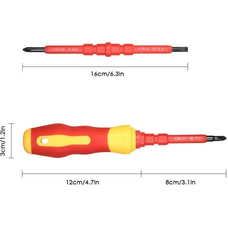 ASUPERMALL 7 En 1 1000V Changeable Isole Avec Phillips Ensemble Tournevis Magnetiques Et Outils De Reparation Slotted Bits Electricien Kit – Image 2