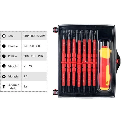 ASUPERMALL 7 En 1 1000V Changeable Isole Avec Phillips Ensemble Tournevis Magnetiques Et Outils De Reparation Slotted Bits Electricien Kit – Image 4