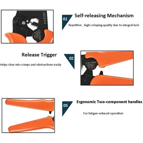 LITZEE Ferrule Crimping Tool,Dechengbao Crimper Plier Adjustable Crimping Tools Used For 0.25-10mm2 (AWG 23-7) Cable End-Sleeves,Wire Ferrule Crimper – Image 4