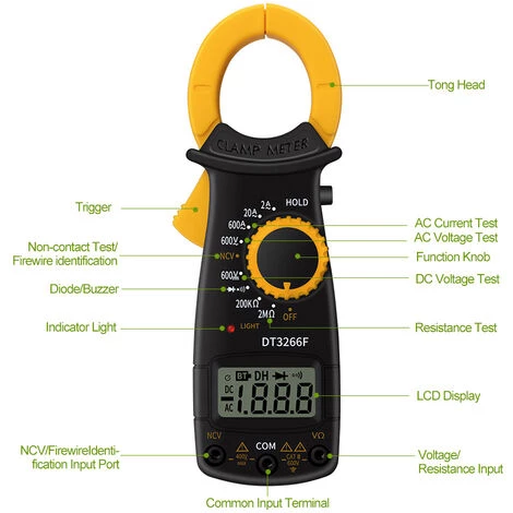 Pince Amperemetrique Numerique ANENG DT3266F, Tension Et Amperemetre, Resistance Et Pince Amperemetrique, Expediee Sans Batterie – Image 5