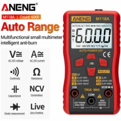 Aneng M118A Auto Allant Multimetre Numerique De Haute Precision Trms 6000 Comtes Tension Courant Ohm Diode Multi Testeur Capacitance