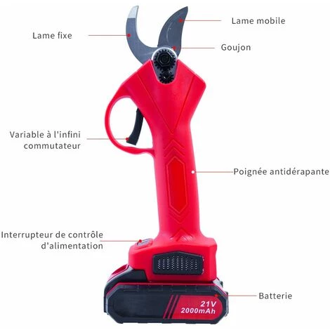 COOFIX 21V Sécateur électrique Ciseaux D'élagage électrique Pour Couper 6-8heures De Travail Ménage Jardin – Image 4