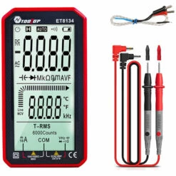 TOOLTOP ET8134 Multimetre A Ecran Haute Definition LCD Portable De 4,7 Pouces Tension Continue Et Courant Tension Alternative Et Courant De Livraison Sans Batterie Version Rouge