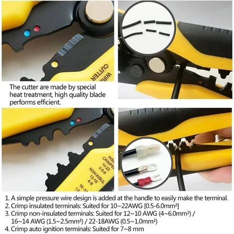 LangRay Pince à Dénuder Automatique Et Pince Coupante Coupe-fil Pour Diamètre De Câble Pince à Sertir Pince à Dénuder De Fil Sertissage Sertissage Sertissage Multifonctionnel 0.2-6mm2 – Image 5