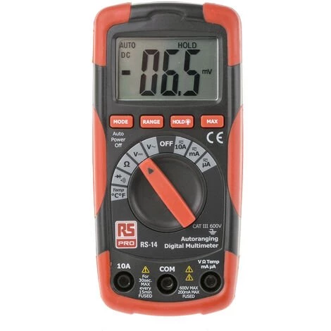 Multimètre RS14 RS PRO Portable, 600V C.a. 10A C.a. ( Prix Pour 1 )