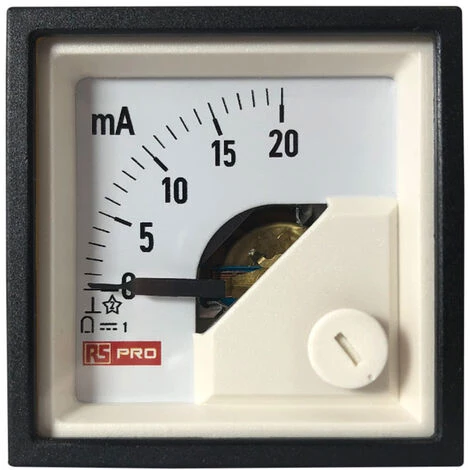 Ampèremètre Analogique De Panneau V C.c. RS PRO, Echelle 20 (Input)mA, 48mm X 48mm ( Prix Pour 1 )