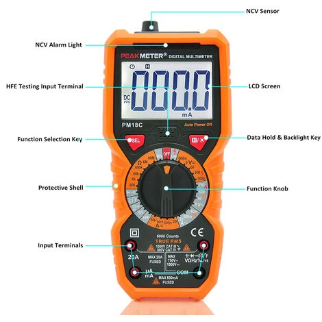 PEAKMETER PM18C Multimetre Numerique Portable De Haute Precision – Image 3