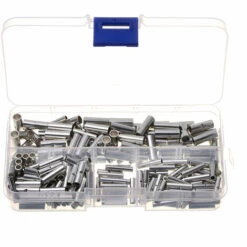 HAPPYSHOPPING 200 Pieces/boite Connecteurs Bout A Bout Non Isoles Bornes De Sertissage De Cable De Virole De Fil Electrique Non Isole Avec Etui De Rangement