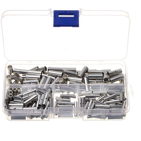 HAPPYSHOPPING 200 Pieces/boite Connecteurs Bout A Bout Non Isoles Bornes De Sertissage De Cable De Virole De Fil Electrique Non Isole Avec Etui De Rangement – Image 2