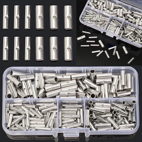HAPPYSHOPPING 200 Pieces/boite Connecteurs Bout A Bout Non Isoles Bornes De Sertissage De Cable De Virole De Fil Electrique Non Isole Avec Etui De Rangement – Image 4