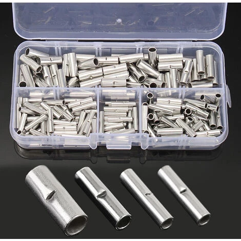 HAPPYSHOPPING 200 Pieces/boite Connecteurs Bout A Bout Non Isoles Bornes De Sertissage De Cable De Virole De Fil Electrique Non Isole Avec Etui De Rangement – Image 5