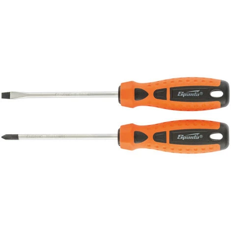 SPARTA - Lot De 2 Tournevis - 1 Plat + 1 Cruciforme