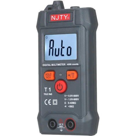 NJTY Multimetre Numerique LCD De La Taille D'une Paume Gamme Automatique NCV 4000 Comptes True RMS Testeur Universel Intelligent 600V Voltmetre Ohm Et Testeur De Tension Mesurant La Resistance De Tension AC / DC Buzzer ON-OFF, Modele: Noir – Image 2