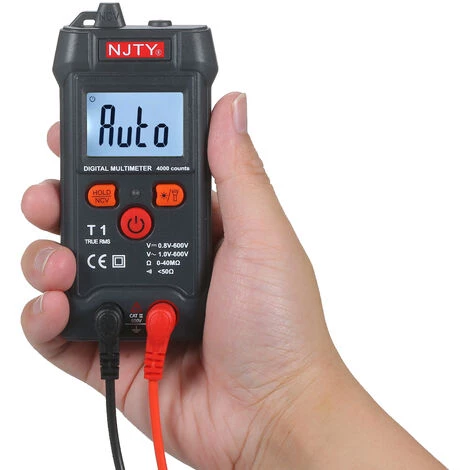NJTY Multimetre Numerique LCD De La Taille D'une Paume Gamme Automatique NCV 4000 Comptes True RMS Testeur Universel Intelligent 600V Voltmetre Ohm Et Testeur De Tension Mesurant La Resistance De Tension AC / DC Buzzer ON-OFF, Modele: Noir – Image 5