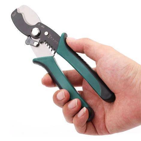 HAPPYSHOPPING Pince A Denuder 8/ 10/12/ 14/16 AWG Multifonction Outil De Denudage Et De Coupe Coupe-cables Pince A Denuder Outils A Main Pour Electricien, Modele : Vert Et Noir – Image 4