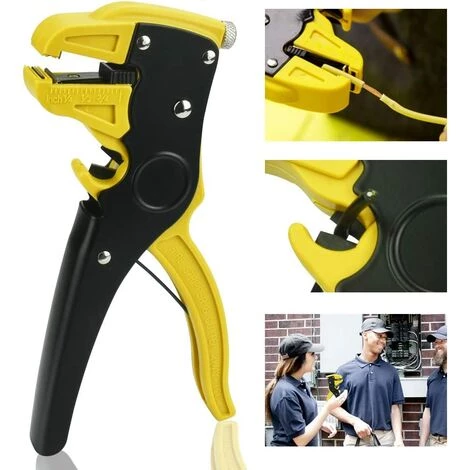 TANABATA Pince à Dénuder Pince à Dénuder Automatique De 0,2 à 6 Mm - Pince à Dénuder Réglable Et Isolée - Pour Réparation électrique Domestique Industrielle Professionnelle (jaune-noir)