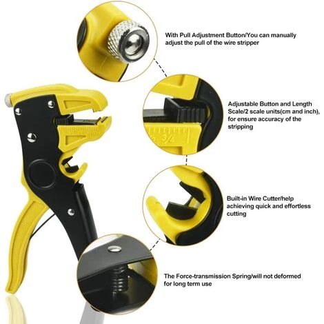 TANABATA Pince à Dénuder Pince à Dénuder Automatique De 0,2 à 6 Mm - Pince à Dénuder Réglable Et Isolée - Pour Réparation électrique Domestique Industrielle Professionnelle (jaune-noir) – Image 3