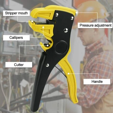 TANABATA Pince à Dénuder Pince à Dénuder Automatique De 0,2 à 6 Mm - Pince à Dénuder Réglable Et Isolée - Pour Réparation électrique Domestique Industrielle Professionnelle (jaune-noir) – Image 4