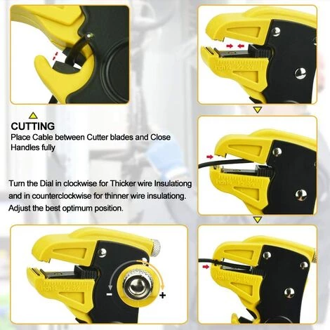 TANABATA Pince à Dénuder Pince à Dénuder Automatique De 0,2 à 6 Mm - Pince à Dénuder Réglable Et Isolée - Pour Réparation électrique Domestique Industrielle Professionnelle (jaune-noir) – Image 5