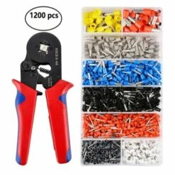 Betterlife Pince à Sertir Cosses Électriques Avec 1200 Bornes Cosse Isolées à Sertir De 0.25mm² à 10mm² Outil De Sertissage De Fil Kit Autoréglable Embouts De Câblage Electricien Professionnel（1 Pcs）