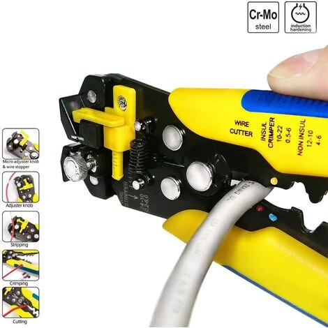 GUAZHUNIFR Pince à Dénuder,Pince à Sertir Dénudeur,de Fils Automatique,avec Reglage De Précision Cables AWG 22-10 (0,2~6.0mm²),Pince Automatique Avec Reglage De Précision Cables AWG Guazhuni – Image 2