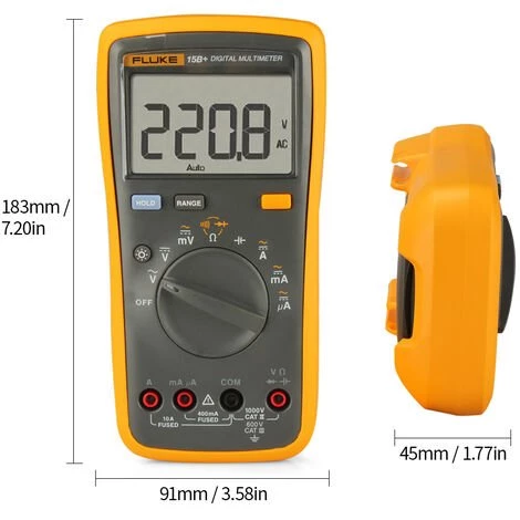 Le Multimètre Numérique FLUKE F15B+ Peut Mesurer La Tension AC/DC, Le Courant, La Résistance, La Capacité + Le Test De Continuité Sans Alimentation Par Batterie – Image 2