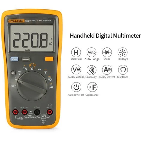 Le Multimètre Numérique FLUKE F15B+ Peut Mesurer La Tension AC/DC, Le Courant, La Résistance, La Capacité + Le Test De Continuité Sans Alimentation Par Batterie – Image 4
