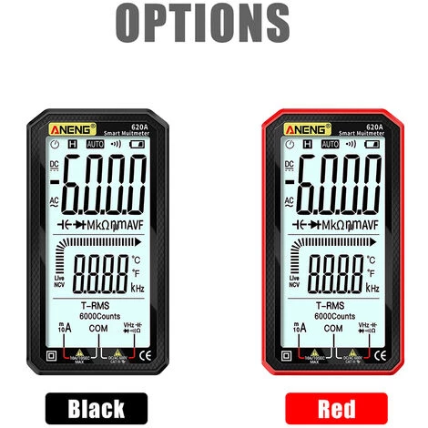 Multimètre, Ohmmètre Et Ampèremètre ANENG 4, 7 Pouces LCD Grand écran Multimètre De Poche Manuel Gamme Automatique Multimètre Numérique Intelligent Intégré Véritable Valeur Effective Modèle 620A - Noir – Image 2
