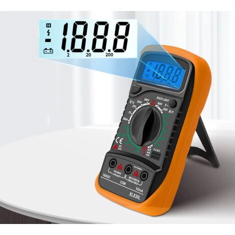 ELLE Multimètre Numérique LCD, Haute Qualité Voltmètre Ampèremètre Ohmmètre, Portable Digital Testeur Electrique Mesure Tension Courant Continuité Résistance AC DC Circuit Diodes Transistors – Image 5