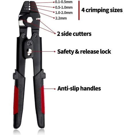 ECHOO Pince à Sertir De 25,4 Cm - Pince à Sertir Pour Câble En Acier Et Cuivre - Manchons à Sertir De 0,1 Mm à 2,2 Mm – Image 4