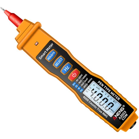Multimètre, Ohmmètre Et Ampèremètre ANENG Digital Pen Multimètre NCV Voltmètre AC/DC Ohmmètre Résistance Capacité Frequanecy Test De Ligne En Direct Testeur De Rétroéclairage LCD Portable 4000 Points Avec Maintien Des Données Et Lampe De Poche, Jaune – Image 3