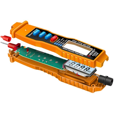 Multimètre, Ohmmètre Et Ampèremètre ANENG Digital Pen Multimètre NCV Voltmètre AC/DC Ohmmètre Résistance Capacité Frequanecy Test De Ligne En Direct Testeur De Rétroéclairage LCD Portable 4000 Points Avec Maintien Des Données Et Lampe De Poche, Jaune – Image 4