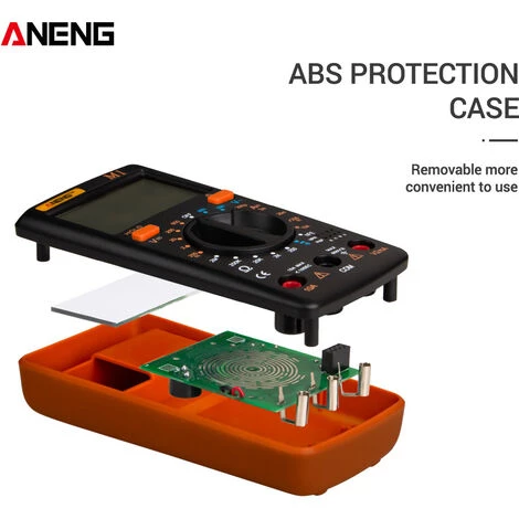 Multimètre, Ohmmètre Et Ampèremètre Multimètre Numérique Portable ANENG M1 Rétro-éclairage LCD Haute Précision Tension Ca/cc Courant Résistance Transistor Testeur De Continuité Protection Contre Les Surcharges, Orange - Orange – Image 4