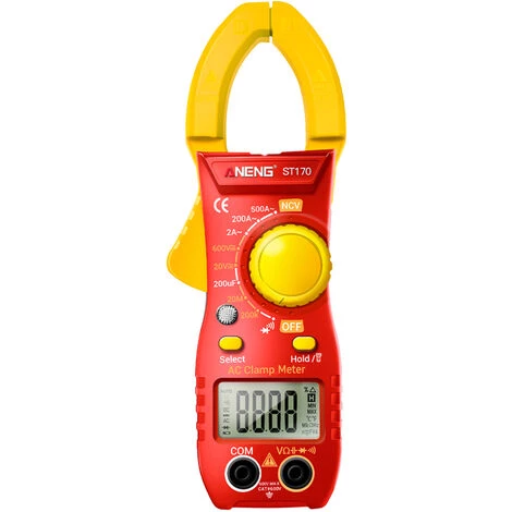 ANENG ST170 Smart Clamp-on Current Multimeter 1999, Compte, Affichage Numérique LCD Rétroéclairé Avec Lampe De Poche, Rouge Et Jaune (sans Batterie) - Rouge Et Jaune (sans Batterie)