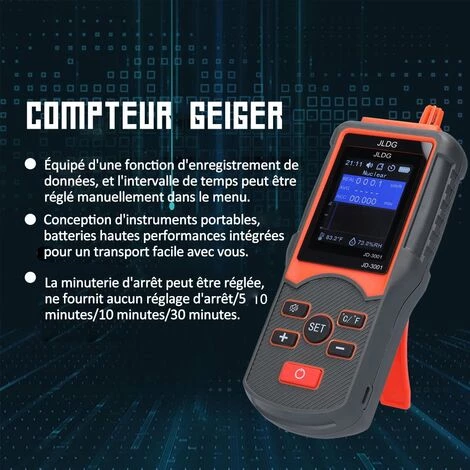 HAPPYSHOPPING Compteur Geiger Complet + Appareil De Détection Des Rayonnements électromagnétiques Détection De La Température Et De L'humidité Conversion Des Unités De Température – Image 2