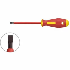 KLAUKE Tournevis Plat Isolé 1000V, Pour Vis à Fente, Dimension 175 X 8,0 X 1,2 Mm (KL10017580IS)