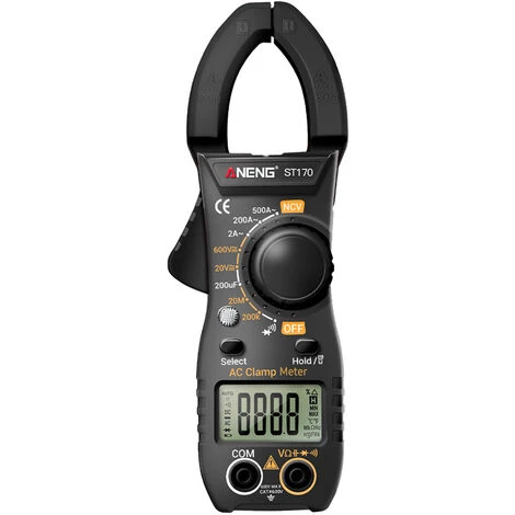 ANENG ST170 Pince Multimètre Intelligente 1999 Comptes Multimètre Numérique à Sélection Automatique Écran LCD Tension AC DC Testeur De Courant AC Lampe De Poche LED NCV Compteur De Tension à Induction Test De Diode De Capacité De Résistance - Le Noir