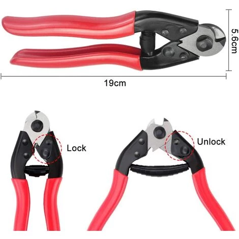 Pince Coupe-câbles Multifonction Coupe-Fil De Vélo En Acier Coupe-fil à Cliquet Pince Coupante De Câble Robuste Avec Poignée Rouge Outil De Réparation Pour Vélo Macaron – Image 2
