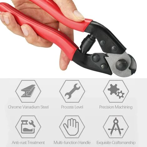 Pince Coupe-câbles Multifonction Coupe-Fil De Vélo En Acier Coupe-fil à Cliquet Pince Coupante De Câble Robuste Avec Poignée Rouge Outil De Réparation Pour Vélo Macaron – Image 4