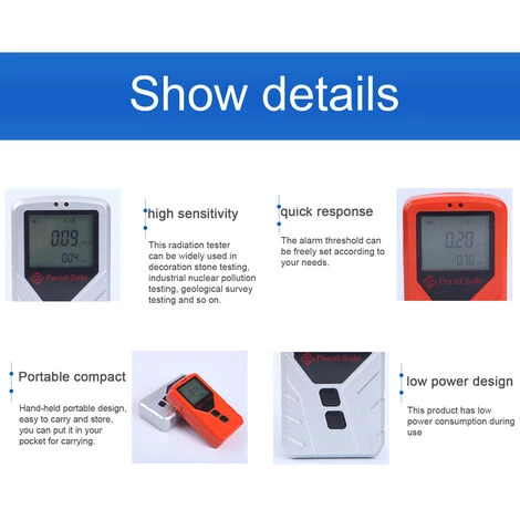 PORAD-SAFE PDG-100 Détecteur De Rayonnement Nucléaire Portable Portable écran LCD Testeur Radioactif Domestique Compteur Geiger β Y Détection De Rayons X - Argent – Image 3