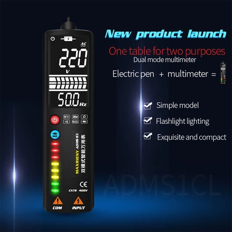 MAXRIENY Multimètre à Détection Intelligente à Double Mode Détecteur De Tension AC/DC Résistance à La Tension Fréquencemètre Mesure De Continuité Fil Sous Tension Dans Les Compteurs Muraux Affichage De 2000 Points - 1 – Image 2