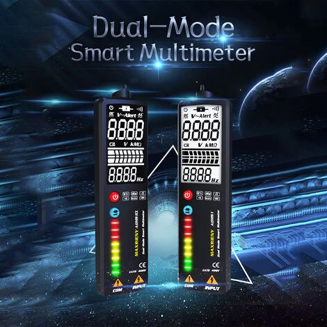 MAXRIENY Multimètre à Détection Intelligente à Double Mode Détecteur De Tension AC/DC Résistance à La Tension Fréquencemètre Mesure De Continuité Fil Sous Tension Dans Les Compteurs Muraux Affichage De 2000 Points - 1 – Image 3