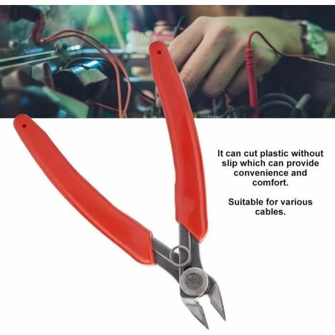 Mini Pince Diagonale Électronique Pince Coupante Coleur De Argent Et Rouge 17.8x8CM FUIENKO – Image 4