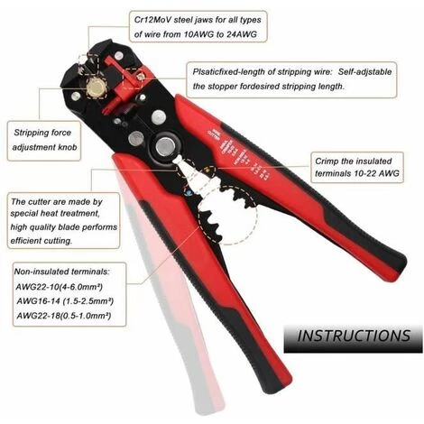 Pince à Dénuder Multifonction Rouge En 8 Pouces FUIENKO – Image 4