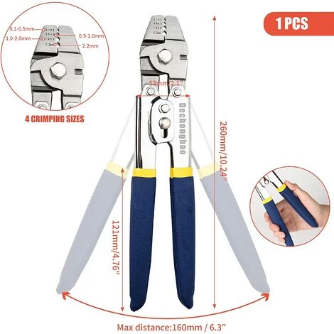 BARES Sertisseur De Câble Métallique Pour Sertir Les Lignes De Pêche Jusqu'à Des Outils De Sertissage De 2,2 Mm, Outil De Sertissage De Câble Métallique En Acier Inoxydable Dechengbao Heavy Duty – Image 2